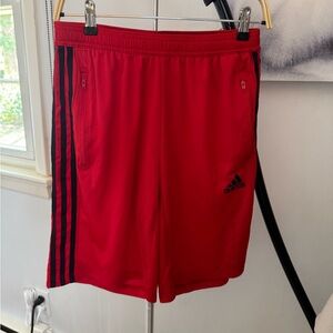 Adidas Men's Red Athletic Shorts Medium zip pockets